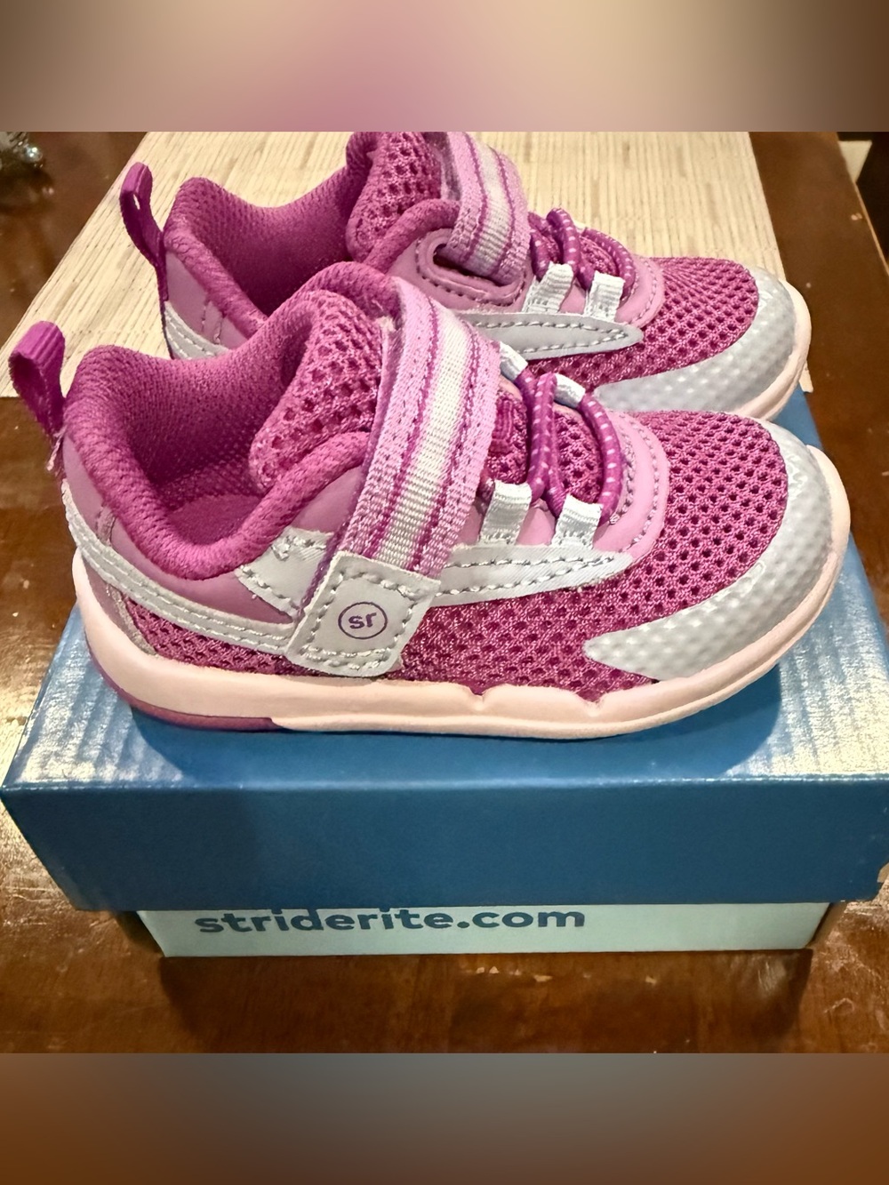 Stride Rite Ian Sneaker Purple and Gray Girls' Velcro Athletic Sneakers